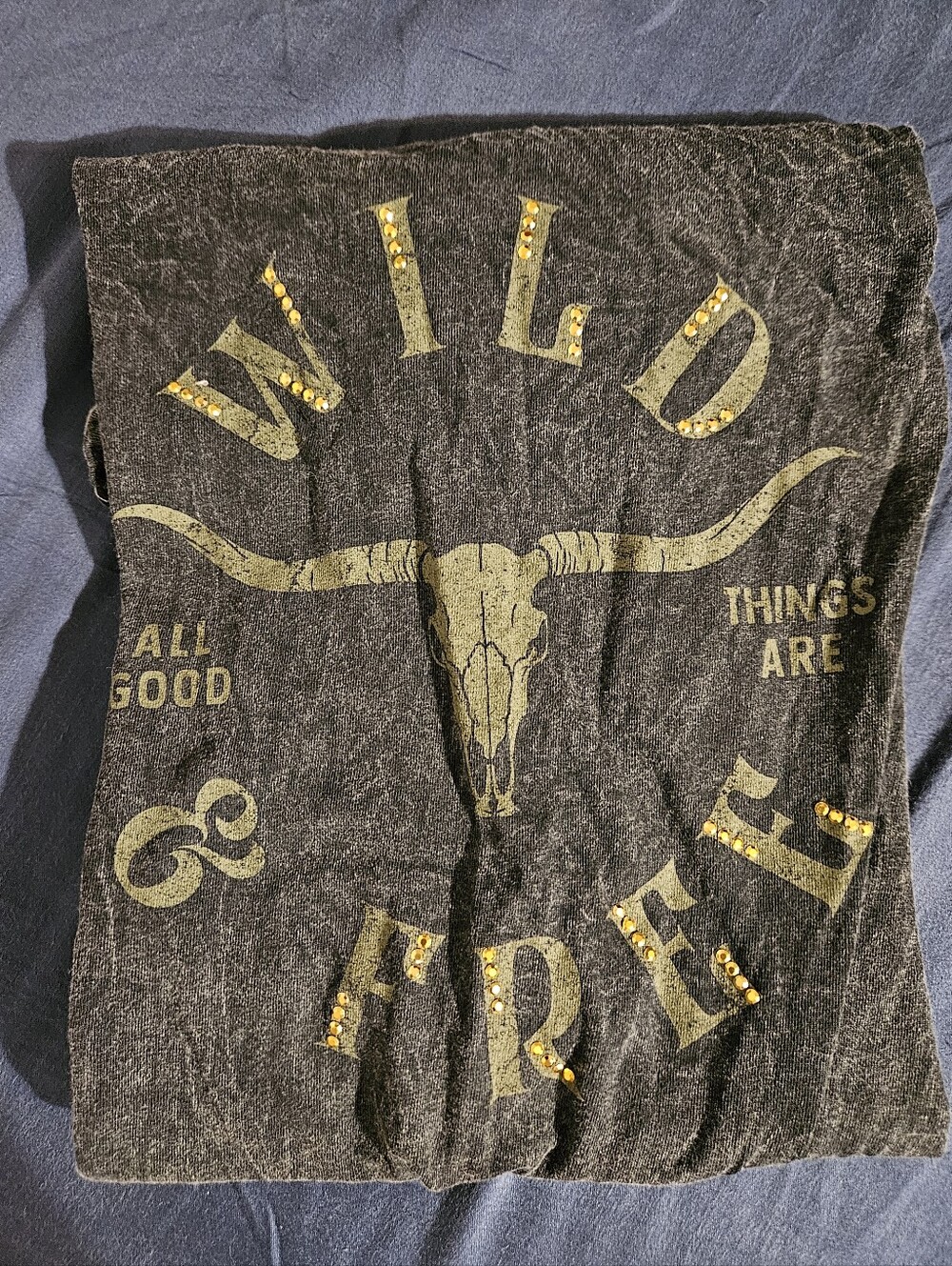 Maurices Black Graphic Tee with Gold Stud Detail